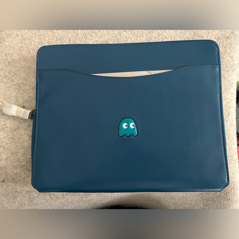 Coach Pac-Man, rare blue tech Laptop Sleeve document holder
